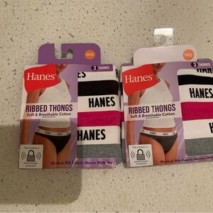 Hanes Ribbed Thongs in Black, Pink, and Gray